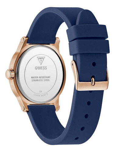 Reloj Guess Annette Azul Mujer Bisel Oro Rosa Fondo Blanco