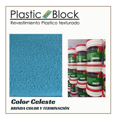 Revestimiento Plastic Block 30kg Rodillo Celeste