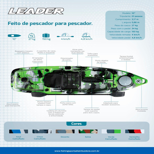 Caiaque Leader Com Leme De Série - Milha Nautica