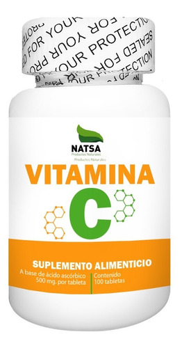Vitamina C 100 Tabletas 500 Mg Cu, Calidad Premium Sabor Natural