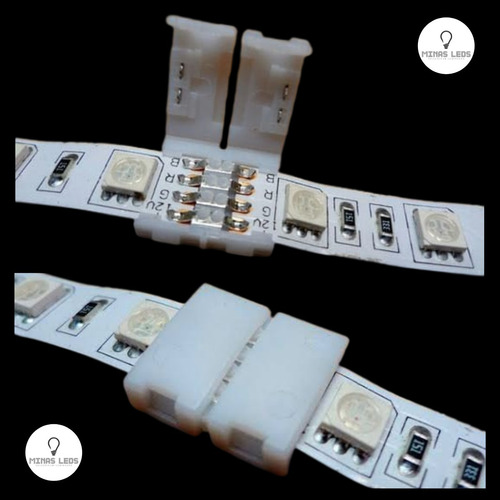 Kit 05 Tira LED con conector recto Rgb 5050 3528, 4 vías, sin soldadura, 12/24 V