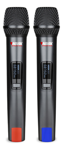 Conjunto de microfones sem fio Novik Unk-330 UHF 70m, capa preta X2