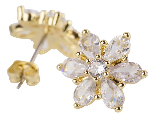 Aretes Mujer Oro 14k Zirconia Cúbica Navidad Luckyly
