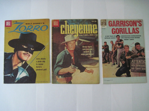 Lot Of 3 Dell Comics Zorro #8 (1959) Cheyenne #12, Garri Tta