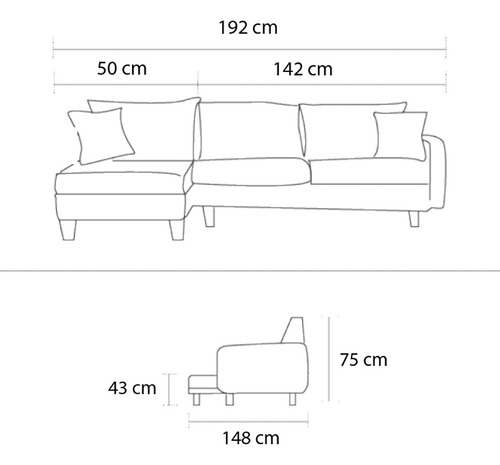 Sala Esquinera Modular Izquierda, Derecha Isabela Con Baúl Gris