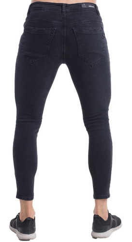 Imagen 3 de 5 de Jean Hombre Elastizado Slim Fit Chupin Cropped Gris Premium