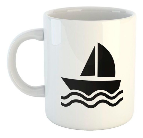 Taza De Ceramica Velero Barco Nevagando Vector