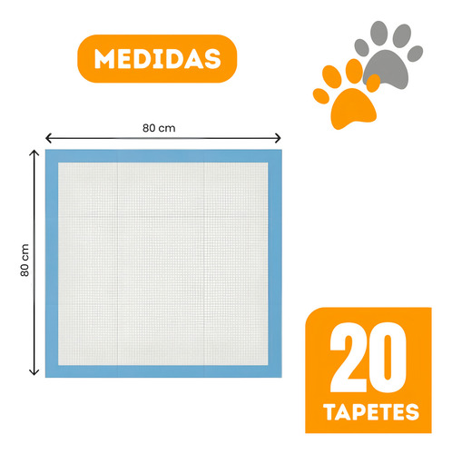Tapete Higiênico Varipet Pet Fralda Chão Cães Cachorros Sanitário Canino Descartável Tamanho Xl 80 X 80cm 20 Unidades cor Blanco optic