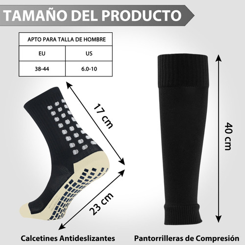 Medias Calcetas Futbol Antideslizante Set 6 + Pantorrillera