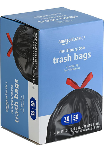 Bolsas De Basura Multiusos Con Cordon De Amazon Basics, Sin