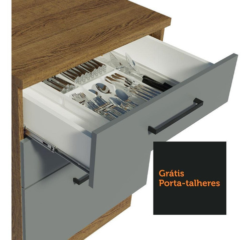 Balcão Madesa Agata 60 Cm 3 Gavetas - Rustic/cinza