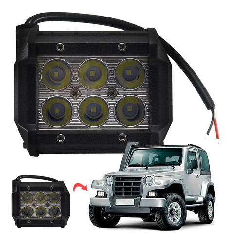 Farol Milha 6 Led 18w Quadrado 12v/24v Off-road