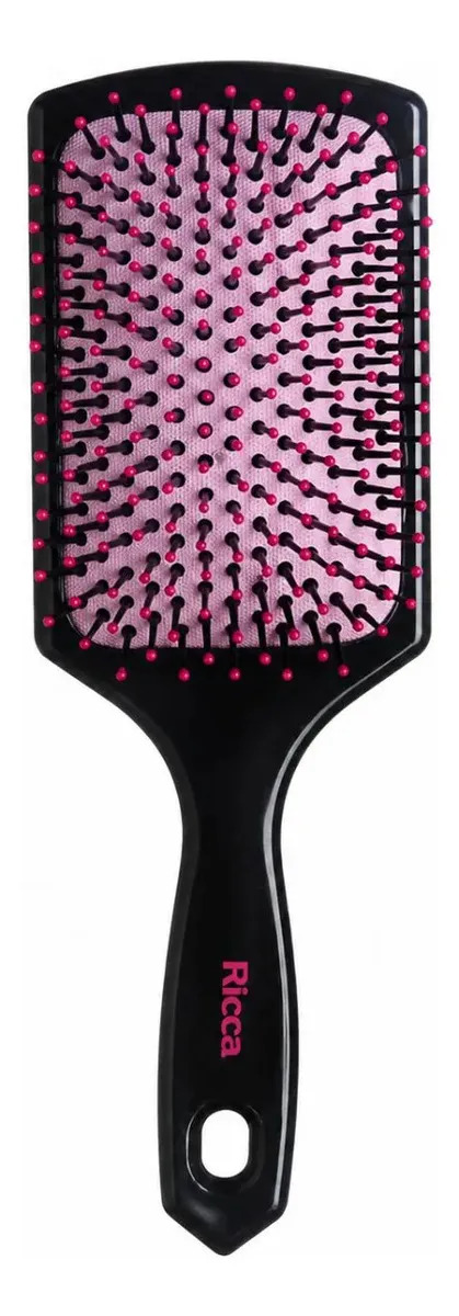 Escova Para Cabelo Profissional Ricca Raquete Almofadada Top Cor Preto