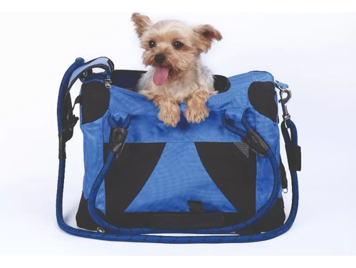 Bolso Transportador Perro Con Correa M-pets Remix Color Azul