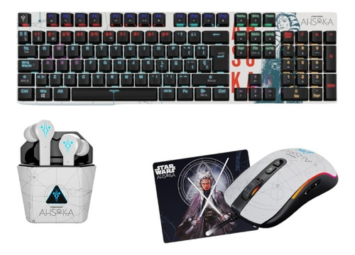 Teclado Mecanico + Auricular Bt + Mouse + Pad Ahsoka Tano