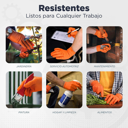 200 Guantes De Nitrilo Libre De Látex Y Vinyl Uso Industrial Naranja Grande