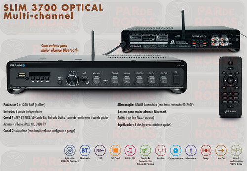 Kit Som Ambiente Amplif Frahm 3700 + 12 Arand. Jbl Embutir