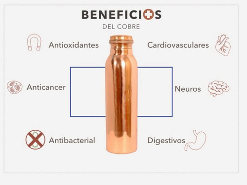 Imagen 5 de 5 de Botella De Cobre 950ml Almacena Agua Beneficios Salud