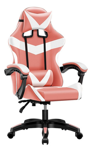 Cadeira Gamer De Escritório Giratoria Diretor Rosa Cor Rosa/Branco Material do estofamento Couro sintético