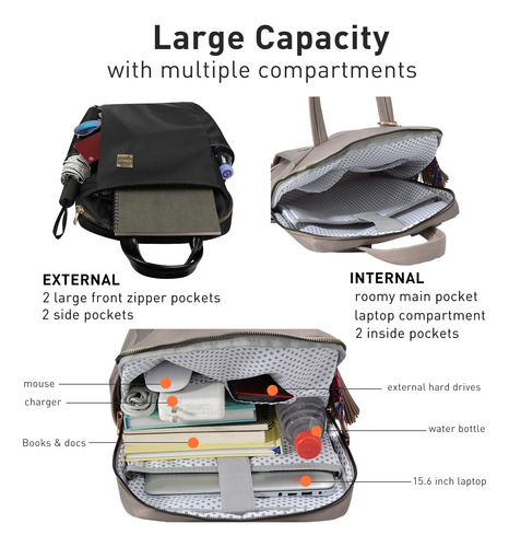 Mochila Para Portátil Kamlui Para Mujer De 15.6 Pulgadas Res