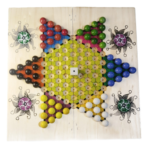 Damas Chinas - Juego De Mesa Clásico Con 60 Canicas Y Dado