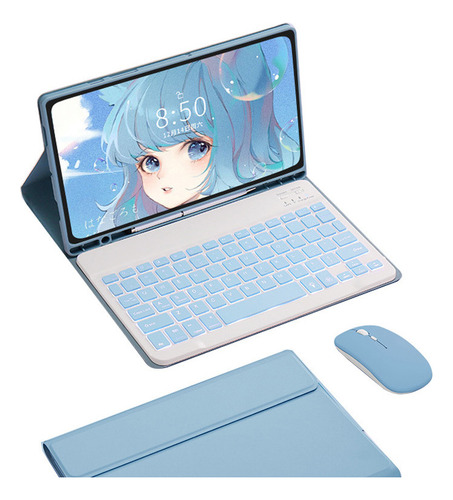 Funda C/teclado Rgb+mouse P/galaxy Tab S8+/s8 Plus 12.4 Inch