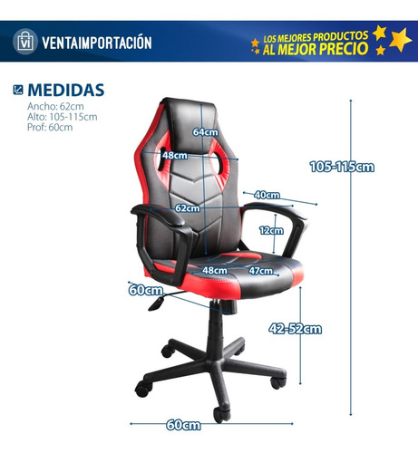 Imagen 3 de 5 de Silla De Escritorio De Pc Y Oficina Con Ruedas Sillon Oferta