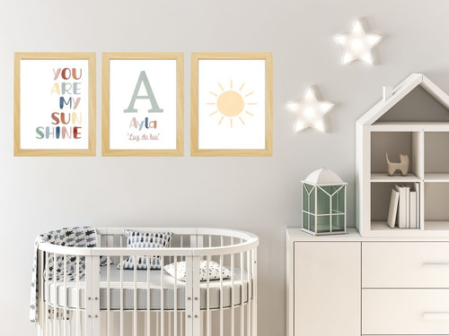 Kit Quadros Infantil You Are My Sunshine E Sol