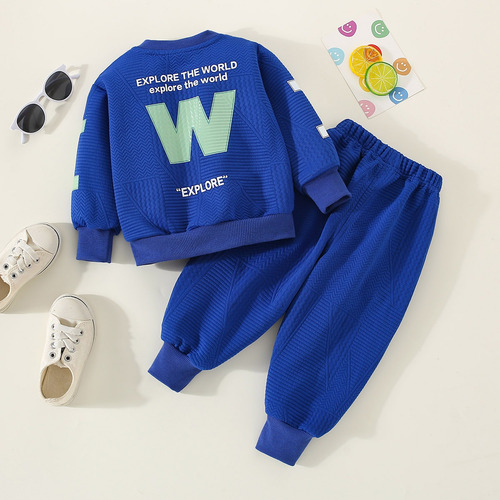 Conjunto Sudadera Casual De Niño 1-6a Con Estampado Graffiti Azul 12-18 M