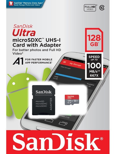 Memoria Micro Sd Hc Sandisk 128gb Ultra Card With Adapter