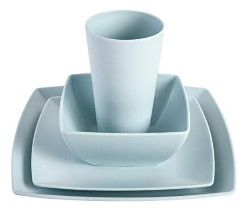 Juego De Vajilla De Melamina Cuadrada Gibson Home Soho Grays