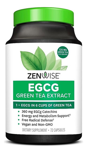 Zenwise Egcg Green Tea Extract 72 Capsulas Antioxidante