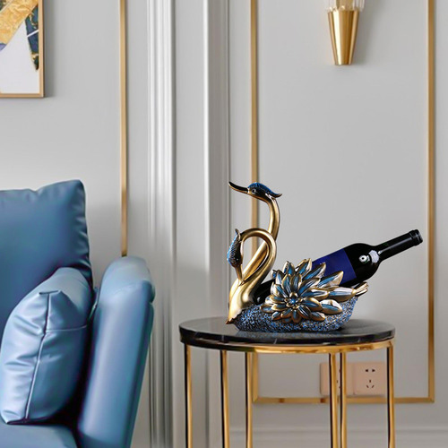 Estante De Vino De Estilo Vintage, Estatua De Cisne, Soporte