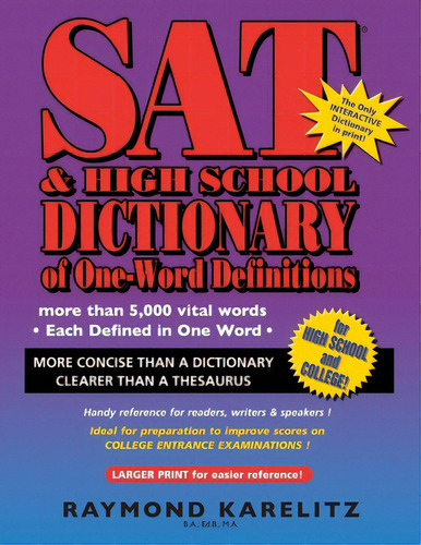 Sat & High School Dictionary Of One Word Definitions, De Makashima, James. Editorial Createspace, Tapa Blanda En Inglés