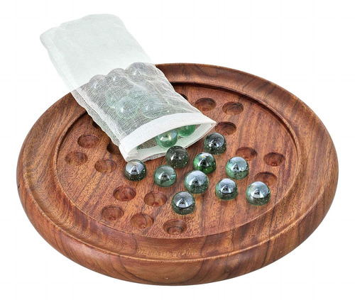 Juego De Mesa De Solitario Clasico De Madera Hecho A Mano