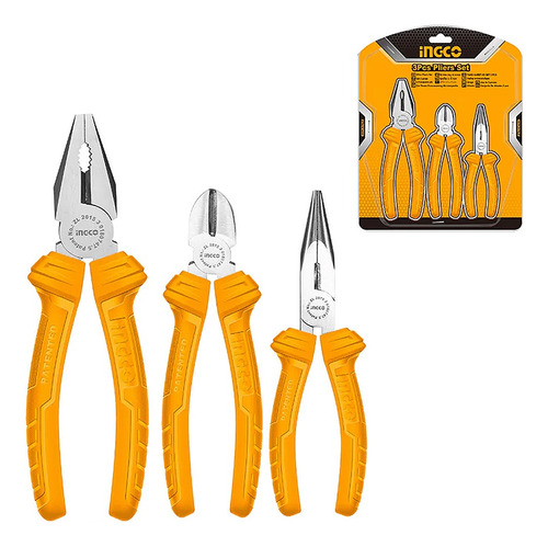 Set Alicates Ingco 3 Piezas 160-180mm/6-8