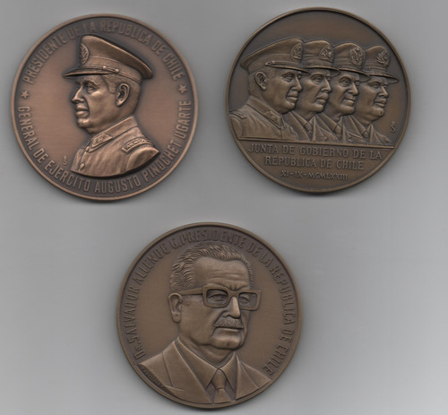 Medallas De Chile De Pinochet, Junta De Gobierno Y Allende
