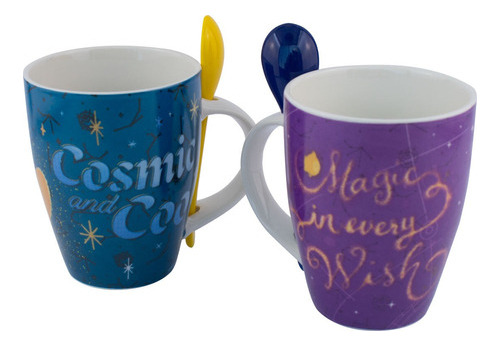 Juego De 2 Tazas De Porcelana Con Cuchara Disney Wish 310 Ml