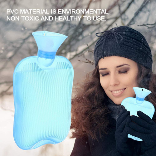 Semme Bolso De Agua Caliente,calor De Bolsa De Agua Caliente Transparente De 2000 Ml 3 Colores/bolsa De Agua De Gran Tamaño Fría(azul)