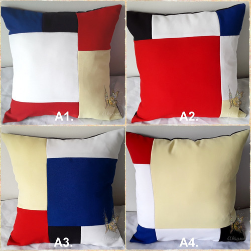 Imagen 2 de 6 de Almohadones 40x40 Arte Decoración Estilo Mondrian De Stijl