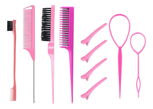 Juego De 10 Peines Para Mujer, Peines Para Niña, Color Rosa