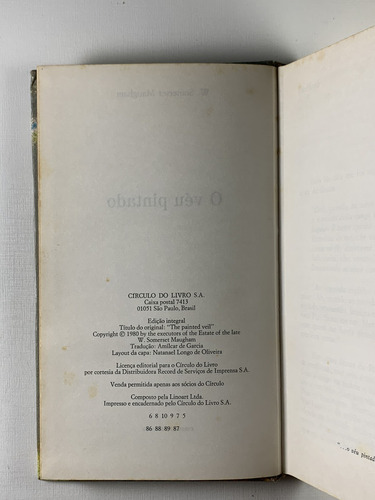 Livro O Véu Pintado, W. Somerset Maugham Edição Integral Círculo Do Livro - C2