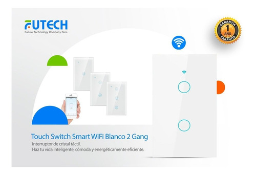 Interruptor Smart Wifi Táctil 2 Switch Blanco