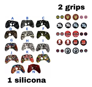 Protector Funda Silicona Control Xbox One Diseños + 2 Grips