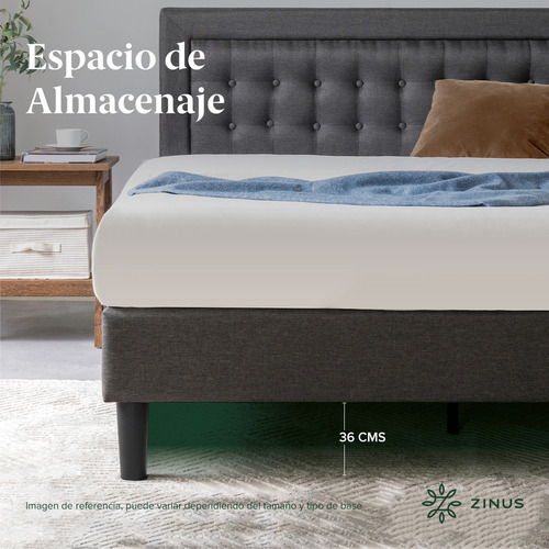 Zinus Dachelle Base De Cama Matrimonial Con Cabecera Y Tapiz