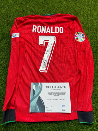 Camiseta Autografiada Cristiano Ronaldo Portugal 2024 Coa
