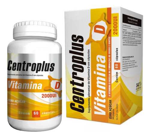 Vitamina D Zero Açucar 2000ui Centroplus 60 Cápsulas Softgel