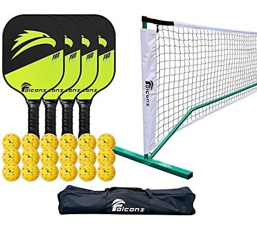 Falconz Pickleball Net Y Pickleball Set Bundle - 1 Red De Pi