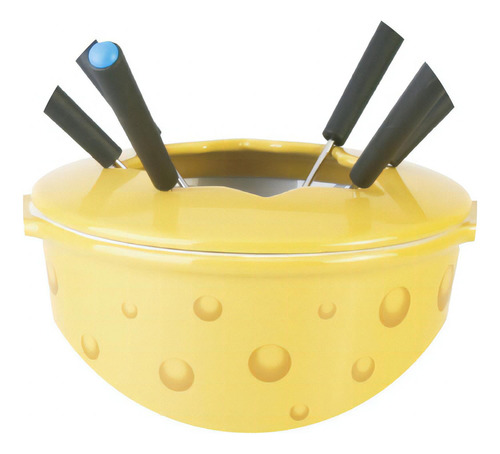 Conjunto Fondue Resistente Com Garfos Fogareiro Hauskraft Cor Amarelo Lana