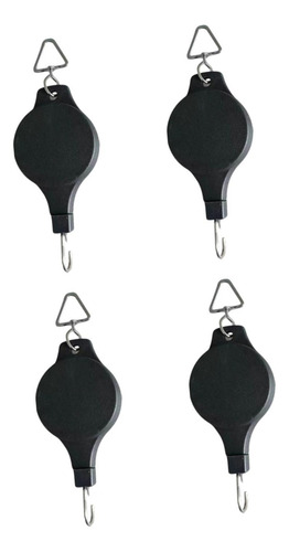 4 Piezas Polea De La Planta Hanger Retráctil Poleas Negro